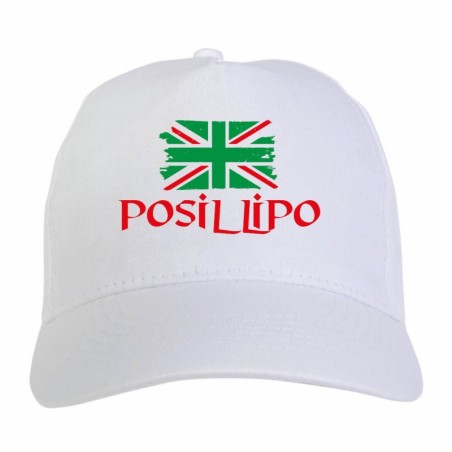 Cappellino stampato tifosi Posillipo bandiera rossoverde grunge 5 pannelli baseball sportivo ultras