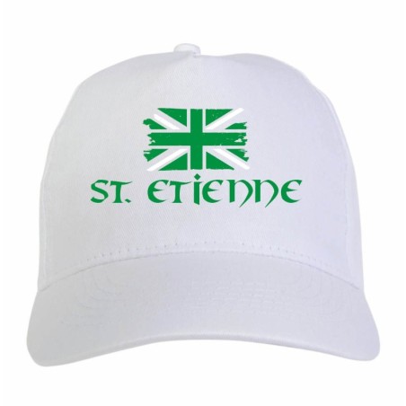 Cappellino stampato tifosi St. Etienne Francia bandiera biancoverde grunge 5 pannelli baseball sportivo ultras