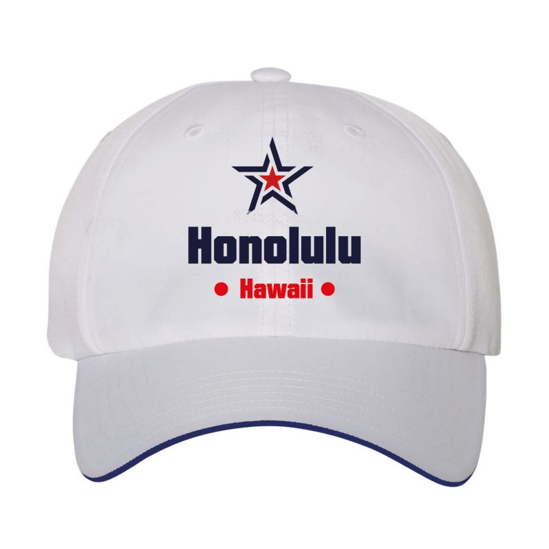 Cappellino ricamato Honululu Hawaii stella USA America, regolazione velcro