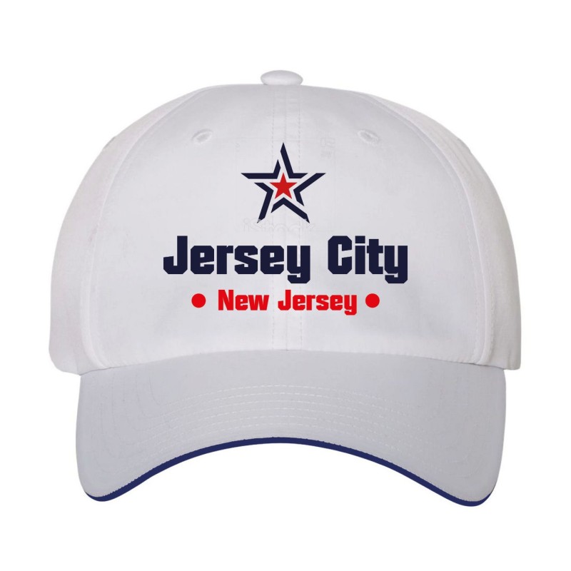 Cappellino ricamato Jersey City New Jersey stella USA America, regolazione velcro