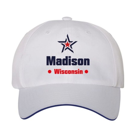 Cappellino ricamato Madison Wisconsin stella USA America72