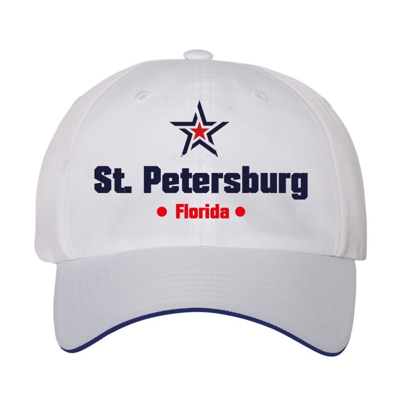 Cappellino ricamato St. Petersburg Florida stella USA America 68 - Chiusura velcro regolabile