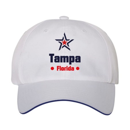 Cappellino ricamato Tampa Florida stella USA America 52 - Chiusura velcro regolabile