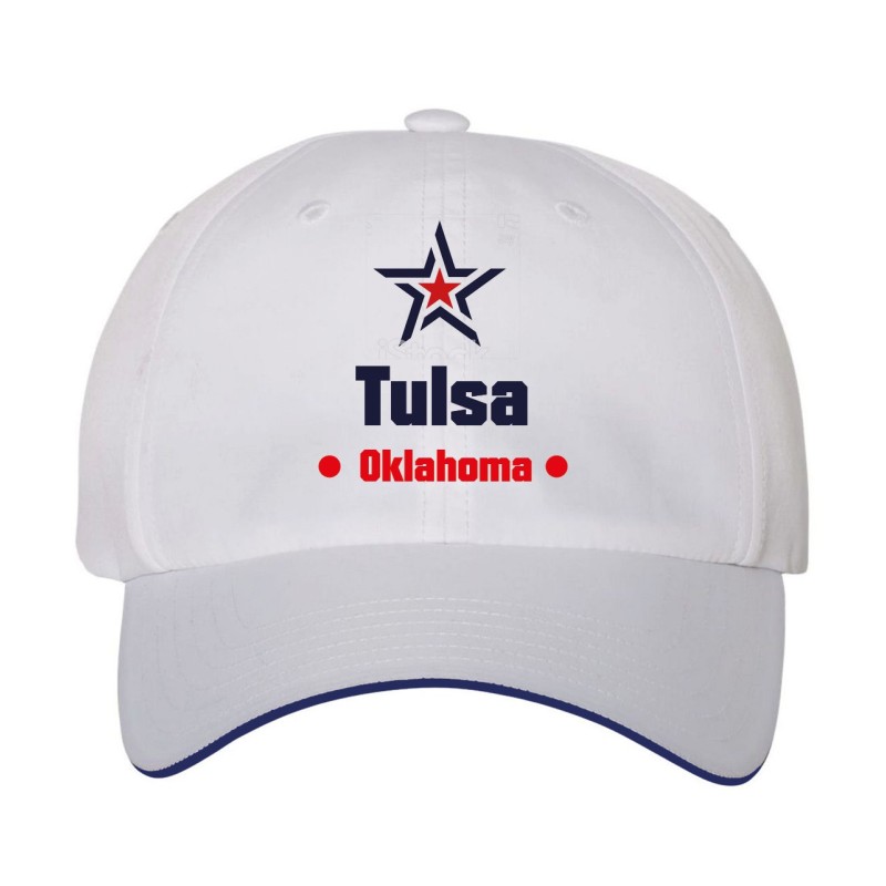 Cappellino ricamato Tulsa Oklahoma stella USA America 46 - Chiusura velcro regolabile