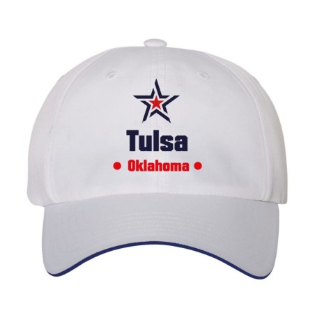 Cappellino ricamato Tulsa Oklahoma stella USA America 46 - Chiusura velcro regolabile