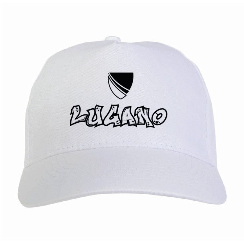 Cappellino scudetto Lugano bianconero Svizzera scritta tifosi calcio ultras - Chiusura velcro regolabile