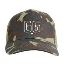 Cappellino mimetico ricamato numero 66 tricolore Italia - regolazione velcro - retina