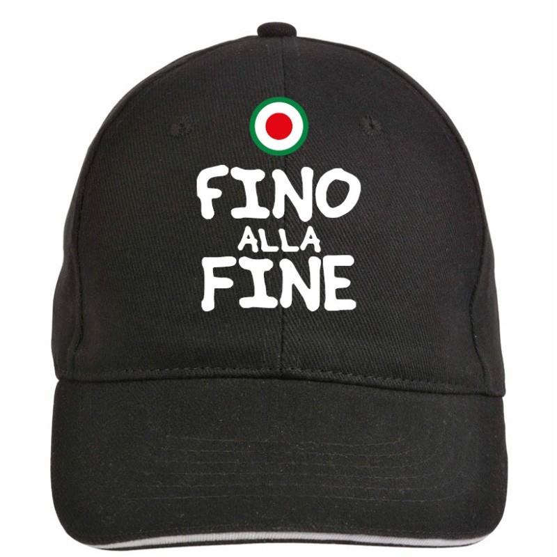 Cappellino ricamato fino alla fine bianconero - regolazione velcro - sportivo ultras - tifosi