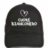 Cappellino ricamato CUORE bianconero - regolazione velcro - sportivo ultras - tifosi