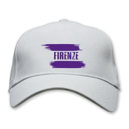 Cappellino bianco Firenze viola con bandiera - regolazione velcro - sportivo ultras - tifosi