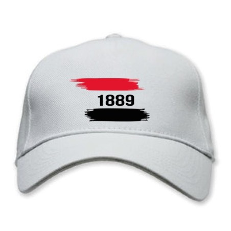 Cappellino bianco Milano rossonera con bandiera - regolazione velcro - sportivo ultras - tifosi