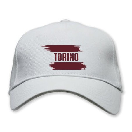 Cappellino bianco Torino granata con bandiera - regolazione velcro - sportivo ultras - tifosi