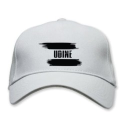 Cappellino bianco Udine con bandiera - regolazione velcro - sportivo ultras - tifosi