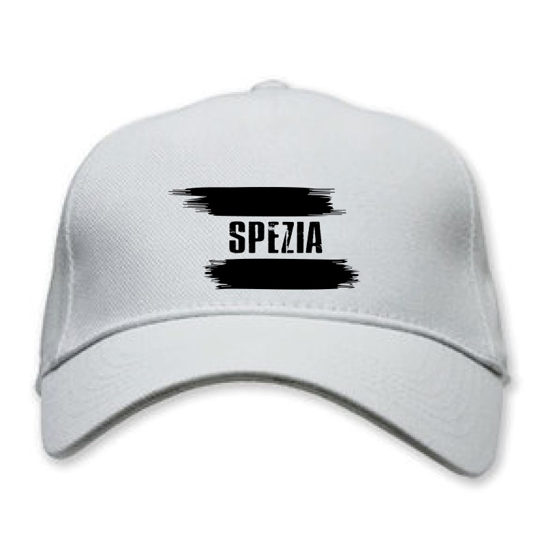 Cappellino bianco La Spezia con bandiera - regolazione velcro - sportivo ultras - tifosi