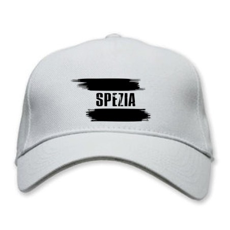 Cappellino bianco La Spezia con bandiera - regolazione velcro - sportivo ultras - tifosi