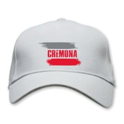 Cappellino bianco Cremona con bandiera - regolazione velcro - sportivo ultras - tifosi