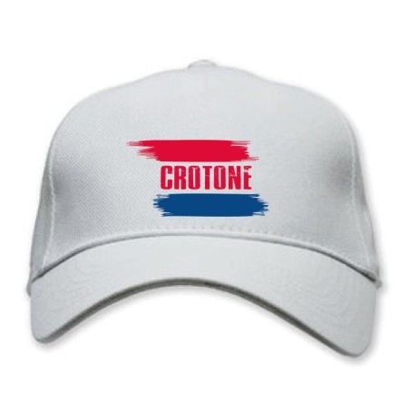 Cappellino bianco Crotone con bandiera - regolazione velcro - sportivo ultras - tifosi