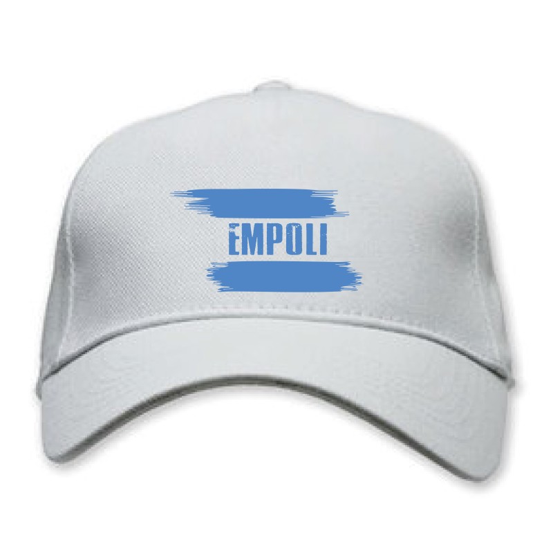 Cappellino bianco Empoli con bandiera - regolazione velcro - sportivo ultras - tifosi