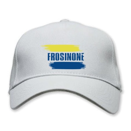 Cappellino bianco Frosinone con bandiera - regolazione velcro - sportivo ultras - tifosi