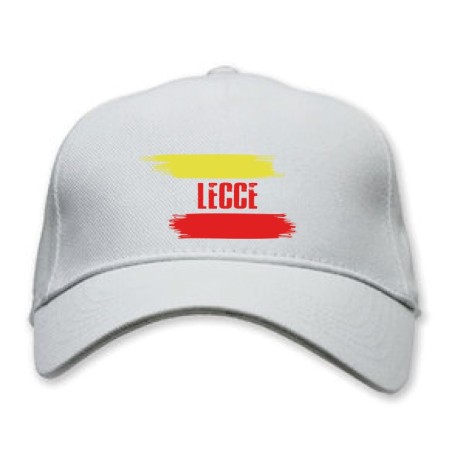 Cappellino bianco Lecce con bandiera - regolazione velcro - sportivo ultras - tifosi