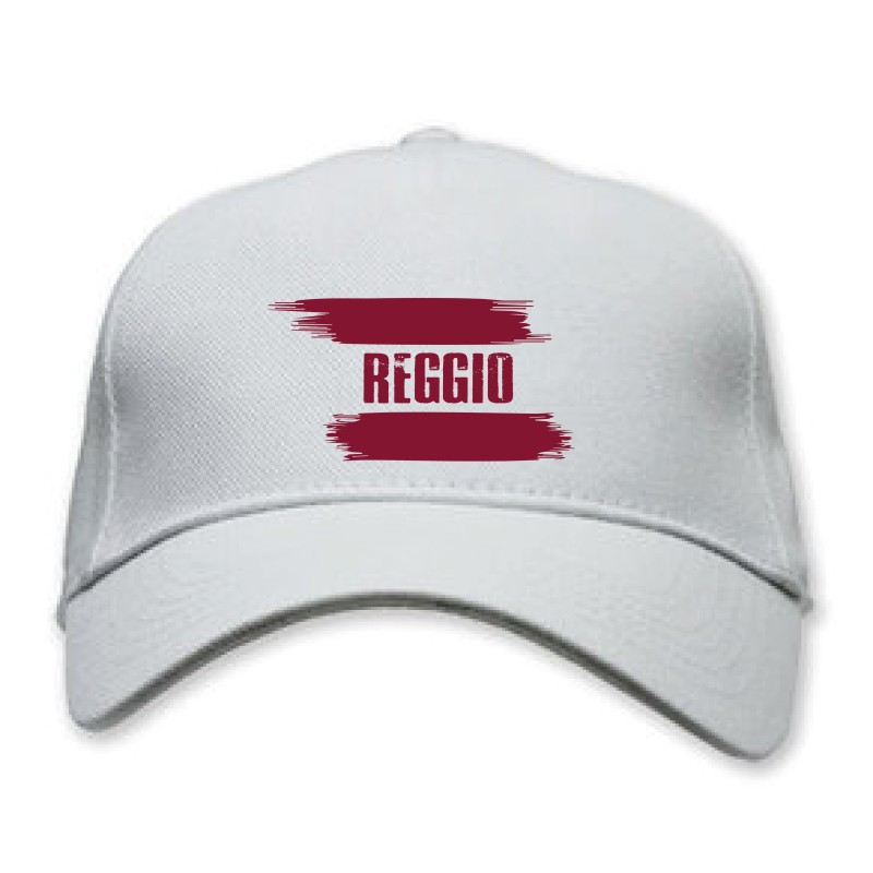 Cappellino bianco Reggio con bandiera - regolazione velcro - sportivo ultras - tifosi