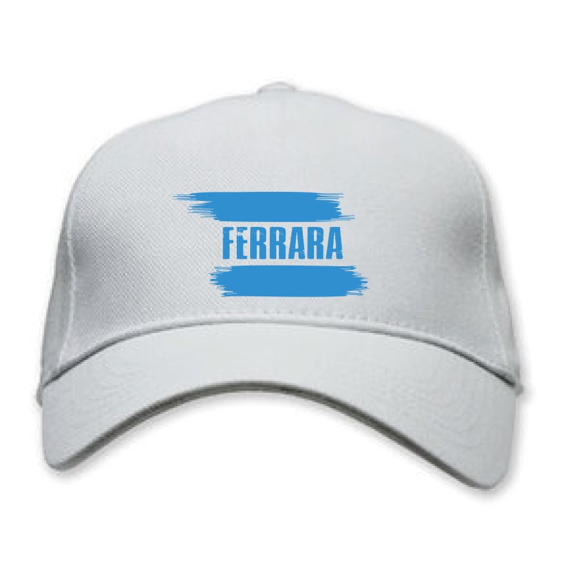 Cappellino bianco Ferrara con bandiera - regolazione velcro - sportivo ultras - tifosi