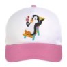 Cappellino bimba pinguino rilassato prende sole n.6 regolabile a strappo colore bianco rosa