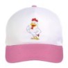 Cappellino bimba galletto ottimista n.21 regolabile a strappo colore bianco rosa