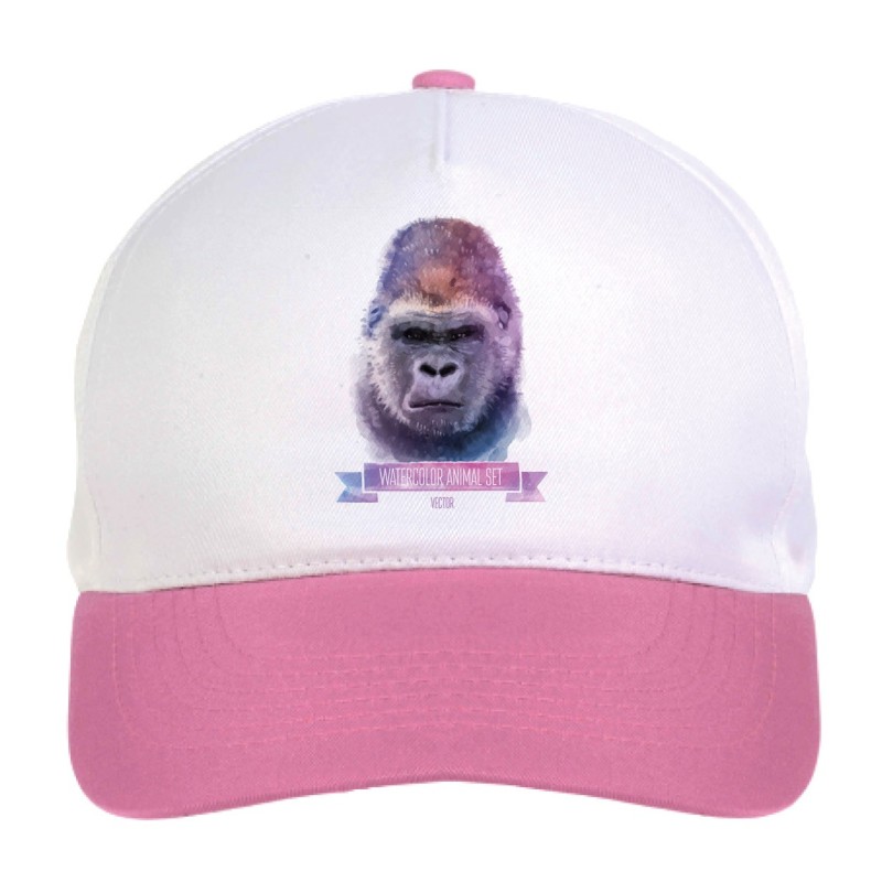 Cappellino bimba gorilla yector n.22 regolabile a strappo colore bianco rosa