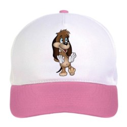 Cappellino bimba cagnolino keep calm n.23 regolabile a strappo colore bianco rosa