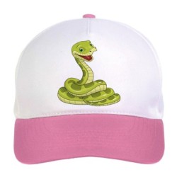 Cappellino bimba serpente rannicchiato n.27 regolabile a strappo colore bianco rosa