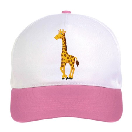 Cappellino bimba giraffa misteriosa n.35 regolabile a strappo colore bianco rosa