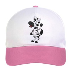 Cappellino bimba zebra che vi saluta n.38 regolabile a strappo colore bianco rosa