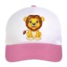 Cappellino bimba leoncino con occhioni n.39 regolabile a strappo colore bianco rosa