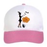 Cappellino bimba streghetta con gatto halloween n.55 regolabile a strappo colore bianco rosa