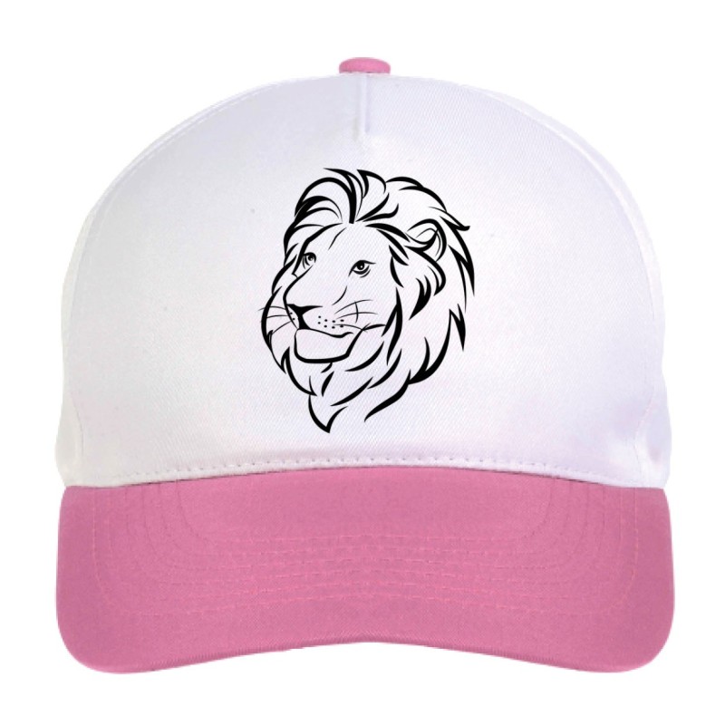 Cappellino bimba re della savana stilizzato n.62 regolabile a strappo colore bianco rosa