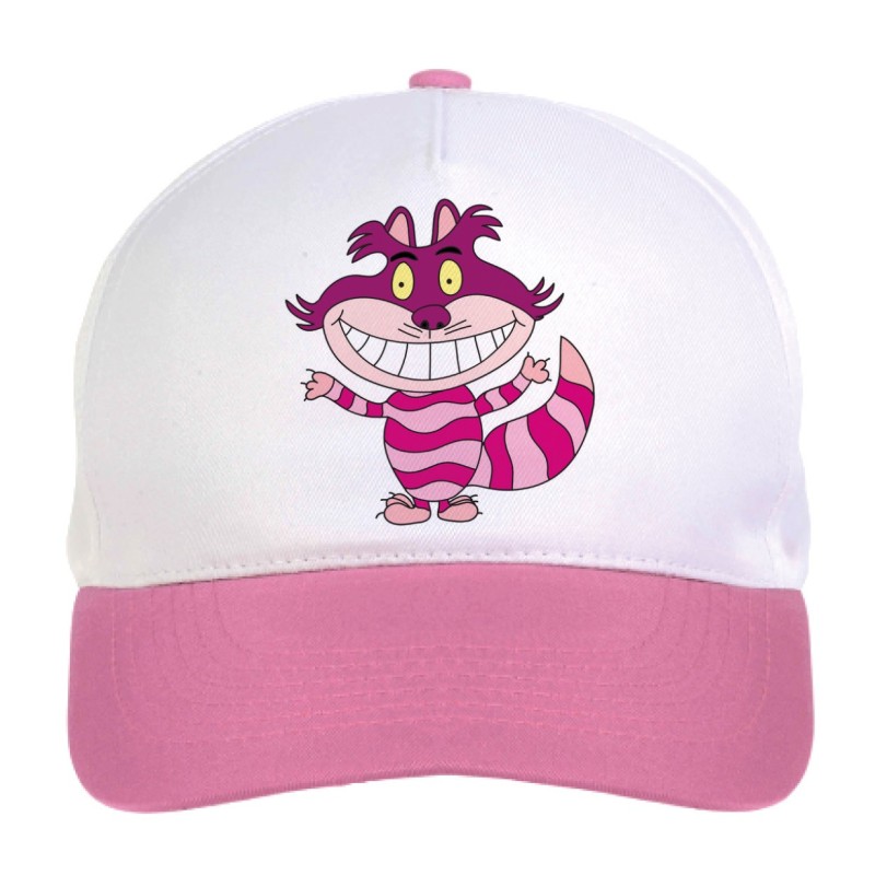 Cappellino bimba gatto rosa di Alice n.66 regolabile a strappo colore bianco rosa