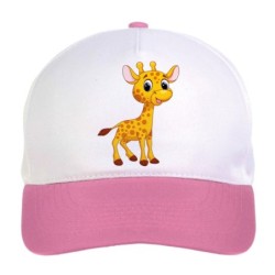 Cappellino bimba giraffa imbarazzata n.80 regolabile a strappo colore bianco rosa