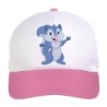 Cappellino bimba scoiattolo dal pelo blu n.101 regolabile a strappo colore bianco rosa