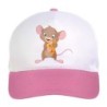 Cappellino bimba topo marrone affezionato al suo formaggio n.105 regolabile a strappo colore bianco rosa