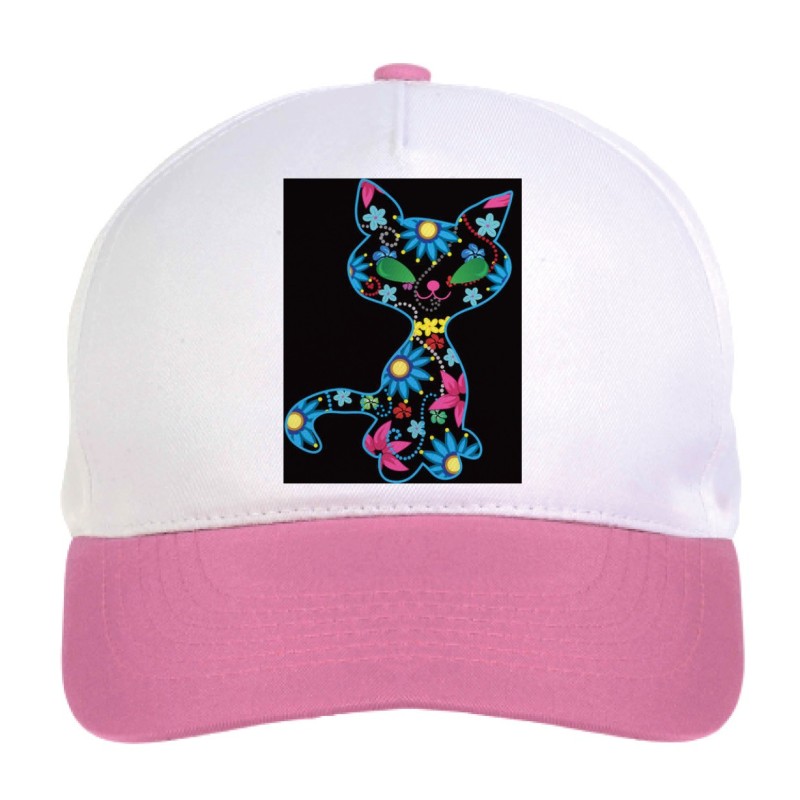 Cappellino bimba cane con orecchia alzata n.128 regolabile a strappo colore bianco rosa