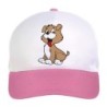 Cappellino bimba cane con lingua in fuori n.138 regolabile a strappo colore bianco rosa