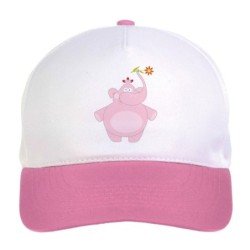 Cappellino bimba elefante rosa ci regala un fiore n.154 regolabile a strappo colore bianco rosa