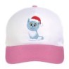 Cappellino bimba gatto blu col cappello natalizio n.157 regolabile a strappo colore bianco rosa