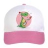 Cappellino bimba coccodrillo suona la chitarra n.183 regolabile a strappo colore bianco rosa