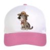 Cappellino bimba cane con cappello e foulard n.214 regolabile a strappo colore bianco rosa