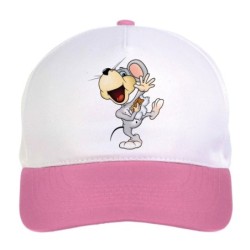 Cappellino bimba topo lavatore n.240 regolabile a strappo colore bianco rosa
