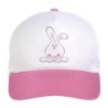 Cappellino bimba coniglio bianco con orecchia piegata n.255 regolabile a strappo colore bianco rosa