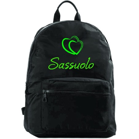 Zaino ultras ricamato Sassuolo con cuore neroverde tifosi calcio adulto bambino in nylon