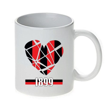 Coppia di Coppia di 2 tazze con cuore rossonero Milano anno 1899 da 230 ml per lavastoviglie